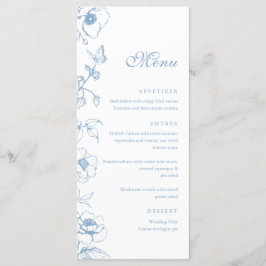 Elegante Dusty Blue Floral Wedding Flat Menu