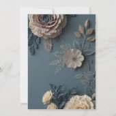 Elegante Dusty Blue  Floral Wedding Invitati Kaart (Achterkant)