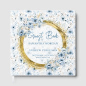 Elegante Dusty Blue Gold Glitter bruiloft gastenbo Gastenboek (Voorkant)