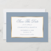 Elegante Dusty Blue Gold Wedding Save The Date (Voorkant)
