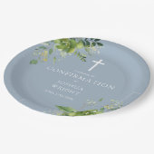 Elegante Dusty Blue Greenery bevestiging Papieren Bordje (Gekanteld)