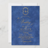 Elegante Dusty Blue / Handschrift Script Wedding Kaart (Voorkant)