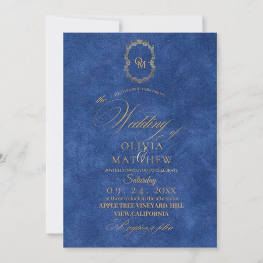 Elegante Dusty Blue / Handschrift Script Wedding Kaart (Voorkant)