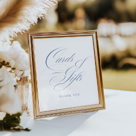 Elegante Dusty Blue Kalligrafie Kaarten & Geschenk Poster