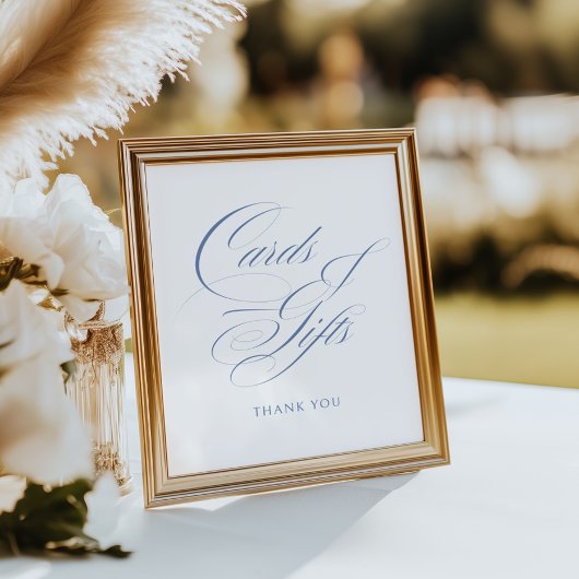 Elegante Dusty Blue Kalligrafie Kaarten & Geschenk Poster