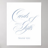 Elegante Dusty Blue Kalligrafie Kaarten & Geschenk Poster (Voorkant)