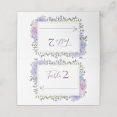 Elegante Dusty Blue & Lila Waterverf Bloemen Plaatskaartje (Buitenkant ongevouwen)