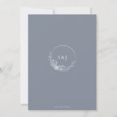 Elegante Dusty Blue Line Art Floral Wedding Kaart (Achterkant)