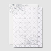 Elegante Dusty Blue Line Art Floral Wedding Vellum Uitnodigingen (Offset (Uitnodiging))