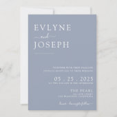 Elegante Dusty Blue Minimalist QR Code Boho Weddin Kaart (Voorkant)