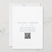 Elegante Dusty Blue Minimalist QR Code Boho Weddin Kaart (Achterkant)