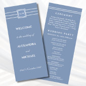 Elegante Dusty Blue Monogram Modern Wedding Progra Programmakaart
