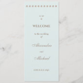 Elegante Dusty Blue Monogram Pearl Wedding Program Programmakaart (Voorkant)
