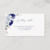 Elegante Dusty Blue Navy Floral Wedding Website Informatiekaartje (Voorkant)