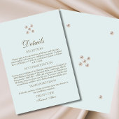 Elegante Dusty Blue Pearl Wedding Details Informatiekaartje
