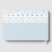 Elegante Dusty Blue Pearls Bow Lace Baby shower Gastenboek (Achterkant)