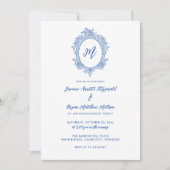 Elegante Dusty Blue Rozen Crest Engagement Party Kaart (Voorkant)
