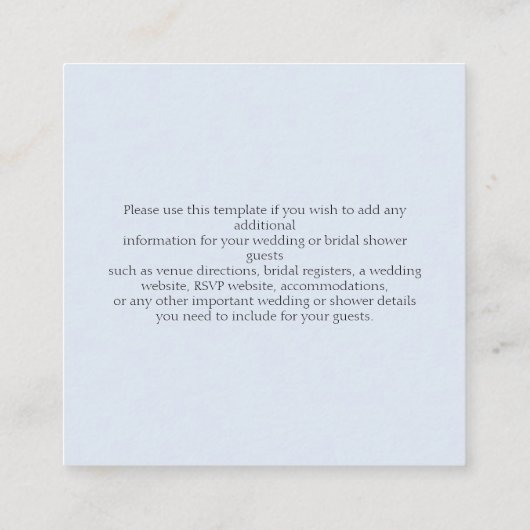 Elegante Dusty Blue Rozen Save the Date Informatiekaartje (Achterkant)