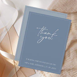 Elegante Dusty Blue Script Wedding Bedankt Card