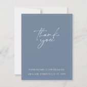 Elegante Dusty Blue Script Wedding Bedankt Card (Voorkant)