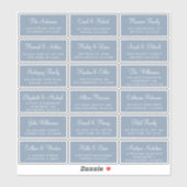 Elegante Dusty Blue Script Wedding Guest Address Sticker (Vel)