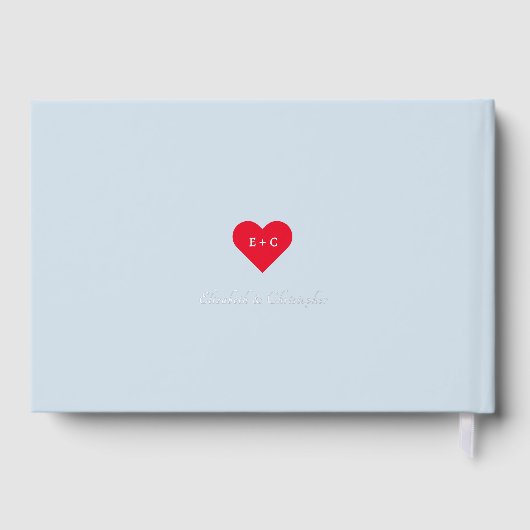 Elegante Dusty Blue Silver Weddings Jubileum Gastenboek (Achterkant)