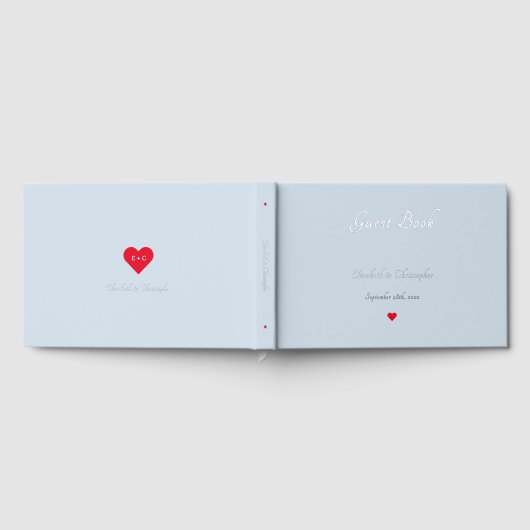 Elegante Dusty Blue Silver Weddings Jubileum Gastenboek (Volledig)