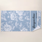 Elegante  Dusty Blue Toile Bachelorette Strandlaken (Voorkant)