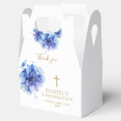 Elegante Dusty Blue Waterverf Bloemenbevestiging Bedankdoosjes (Geopend)