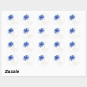 Elegante Dusty Blue Waterverf Bloemenbevestiging Ronde Sticker (Vel)