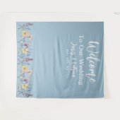 Elegante Dusty Blue Wedding Achtergrond Wandkleed (Voorkant (horizontaal))