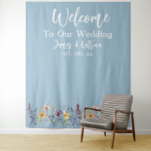 Elegante Dusty Blue Wedding Achtergrond Wandkleed (In situ)