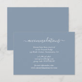 Elegante Dusty Blue Wedding Hotel Accommodatie Informatiekaartje (Voorkant / Achterkant)