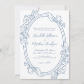Elegante   Dusty Blue Wedding Kaart (Voorkant)