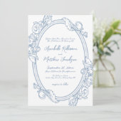 Elegante   Dusty Blue Wedding Kaart (Staand voorkant)