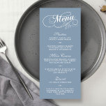 Elegante Dusty Blue Wedding Menu Sjablonen<br><div class="desc">Viel in stijl met deze trendy menkkaarten. De formulering is gemakkelijk te personaliseren en je gasten zullen enthousiast zijn als ze deze superstijlvolle menu's ontvangen.</div>