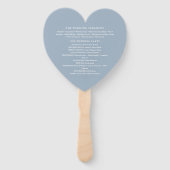 Elegante Dusty Blue Wedding Program Heart Handwaaier (Achterkant)