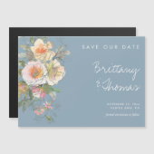 Elegante Dusty Blue Wedding Save the Date Magnet Magnetische Uitnodiging (Voorkant / Achterkant)