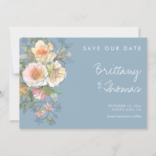 Elegante Dusty Blue Wedding Save the Date Magnet Magnetische Uitnodiging (Voorkant)