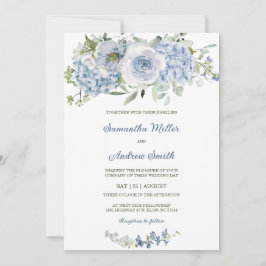 Elegante Dusty Blue Wedding Sjabloon Kaart