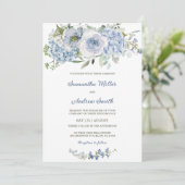 Elegante Dusty Blue Wedding Sjabloon Kaart (Staand voorkant)