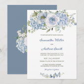Elegante Dusty Blue Wedding Sjabloon Kaart (Voorkant / Achterkant)