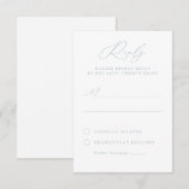 Elegante Dusty Blue & White Calligraphy RSVP-kaart RSVP Kaartje (Voorkant / Achterkant)