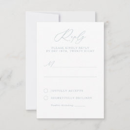 Elegante Dusty Blue & White Calligraphy RSVP-kaart RSVP Kaartje