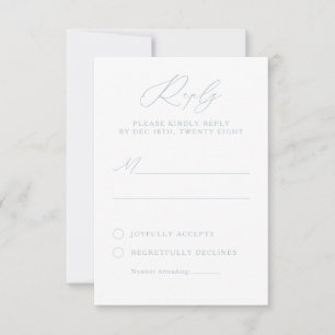 Elegante Dusty Blue & White Calligraphy RSVP-kaart RSVP Kaartje