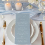 Elegante Dusty Blue & White Wedding Menu<br><div class="desc">Moeiteloos elegant, dit huwelijksmenu geeft een verfijnd, luchtig gevoel aan uw feest. Ontworpen in zacht stoffig blauw met minimalistische serif-typografie, is het perfect voor ceremonies aan het strand, tuinrecepties of een evenement met een ontspannen, verfijnde esthetiek. Pas dit bewerkbare menu aan door op "Details" te klikken. Als u tekst wilt...</div>