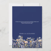 Elegante Dusty Blue Wildflowers Navy Wedding Kaart (Achterkant)