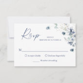 Elegante Dusty Blue Winter Boho Foliage Wedding RSVP Kaartje (Voorkant)