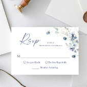 Elegante Dusty Blue Winter Boho Foliage Wedding RSVP Kaartje