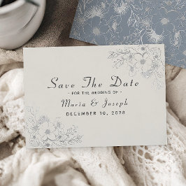 Elegante Dusty Blue Winter Wedding Save Date Save The Date
